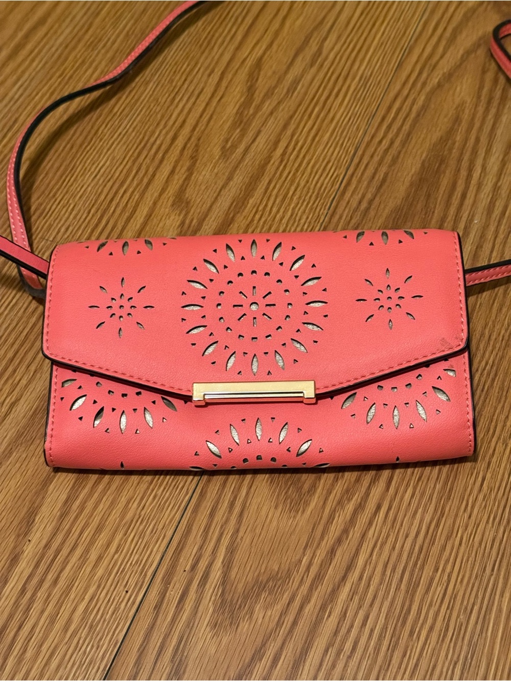 Ivanka Trump Coral Laser-Cut Crossbody Bag with Gold-Tone Accent